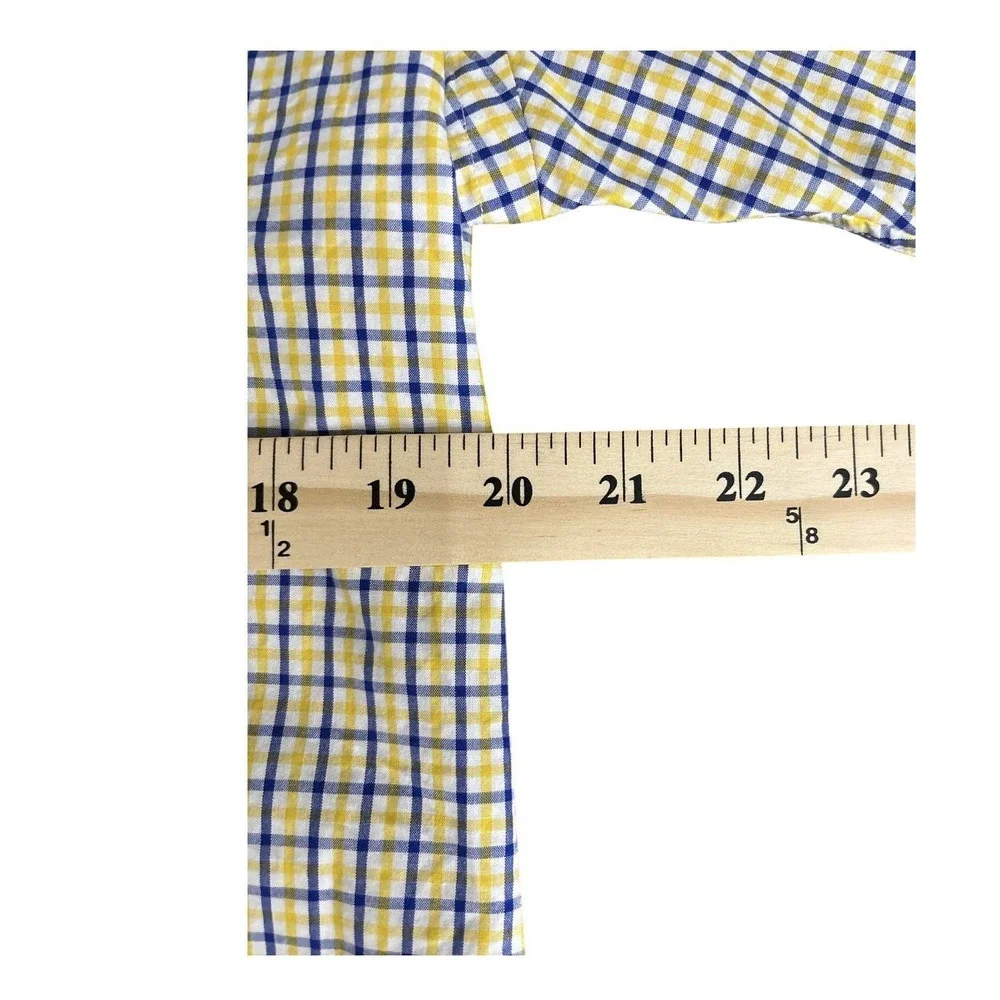 Polo Ralph Lauren Shirt Medium Blue Yellow Plaid Pony Button Up Long Sleeve